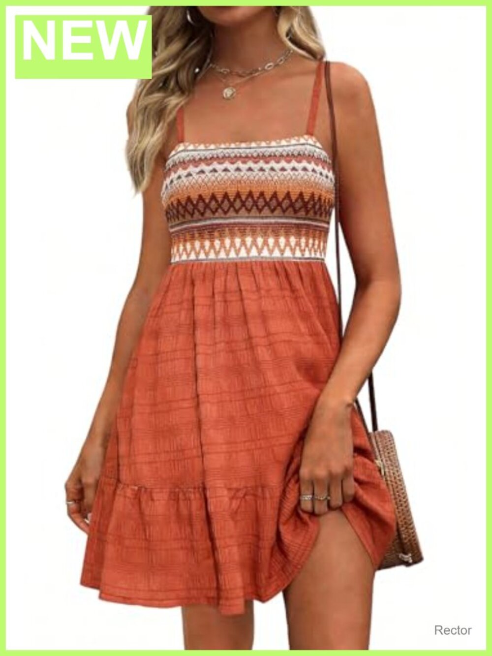 Paisley Spaghetti Strap Smocked A-Line Boho Mini Dress with Pockets for Women